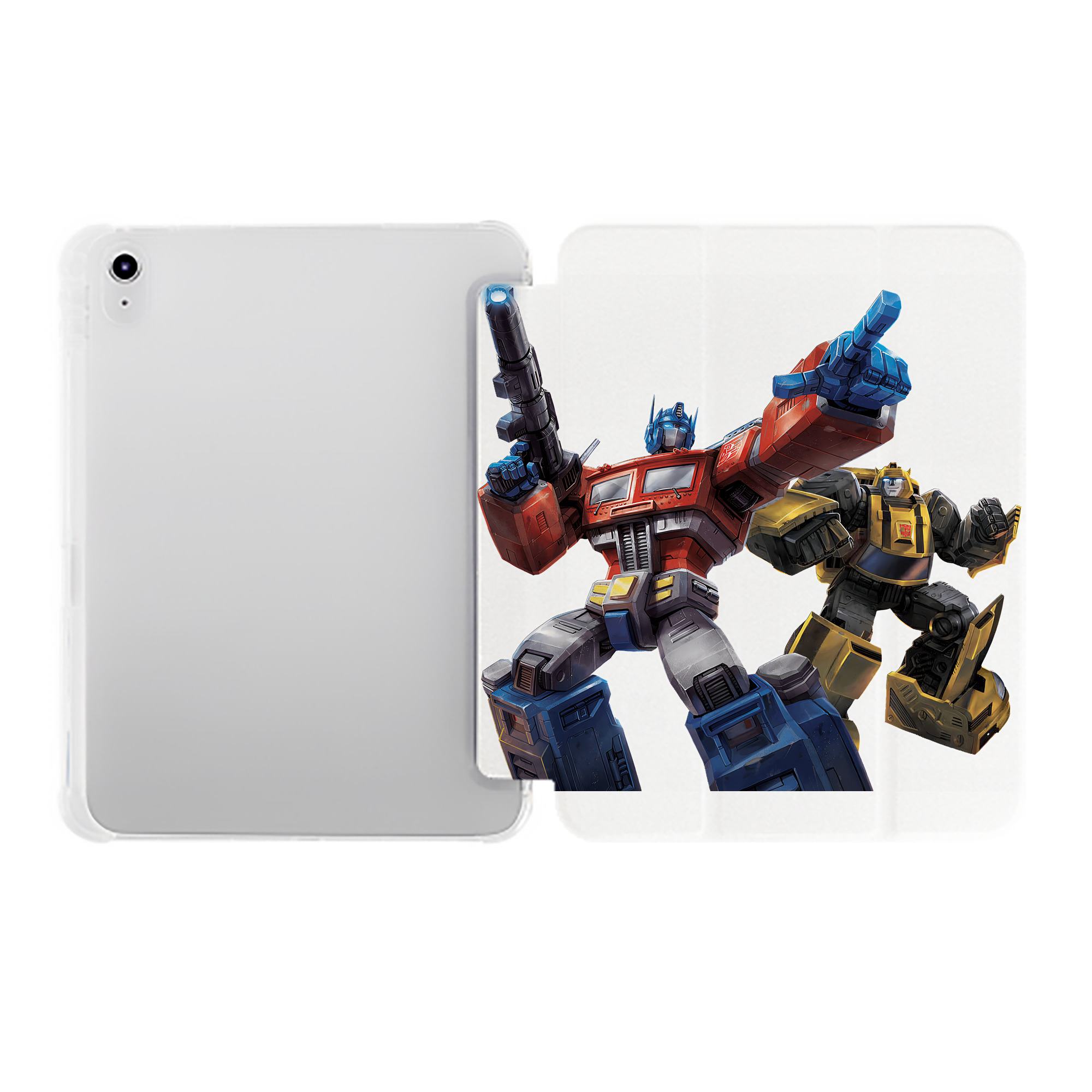 （画像用） Transformers トランスフォーマー IPad ケース ペン収納付き 三つ折りスタンド PUレザー×シリコン 対応機種9.5/10.5/10.9インチ